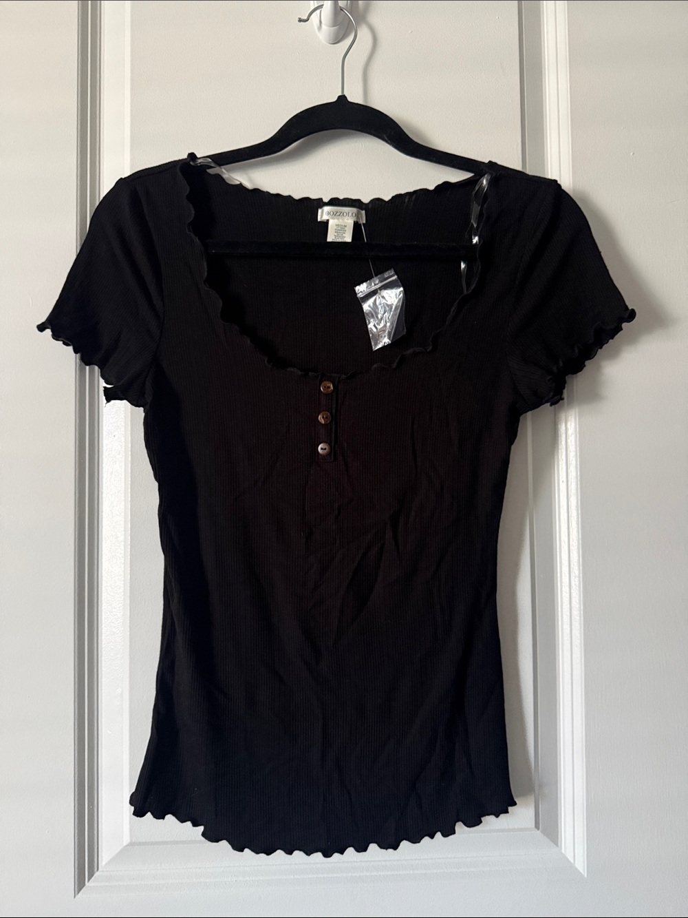 Black Ribbed Short Sleeve